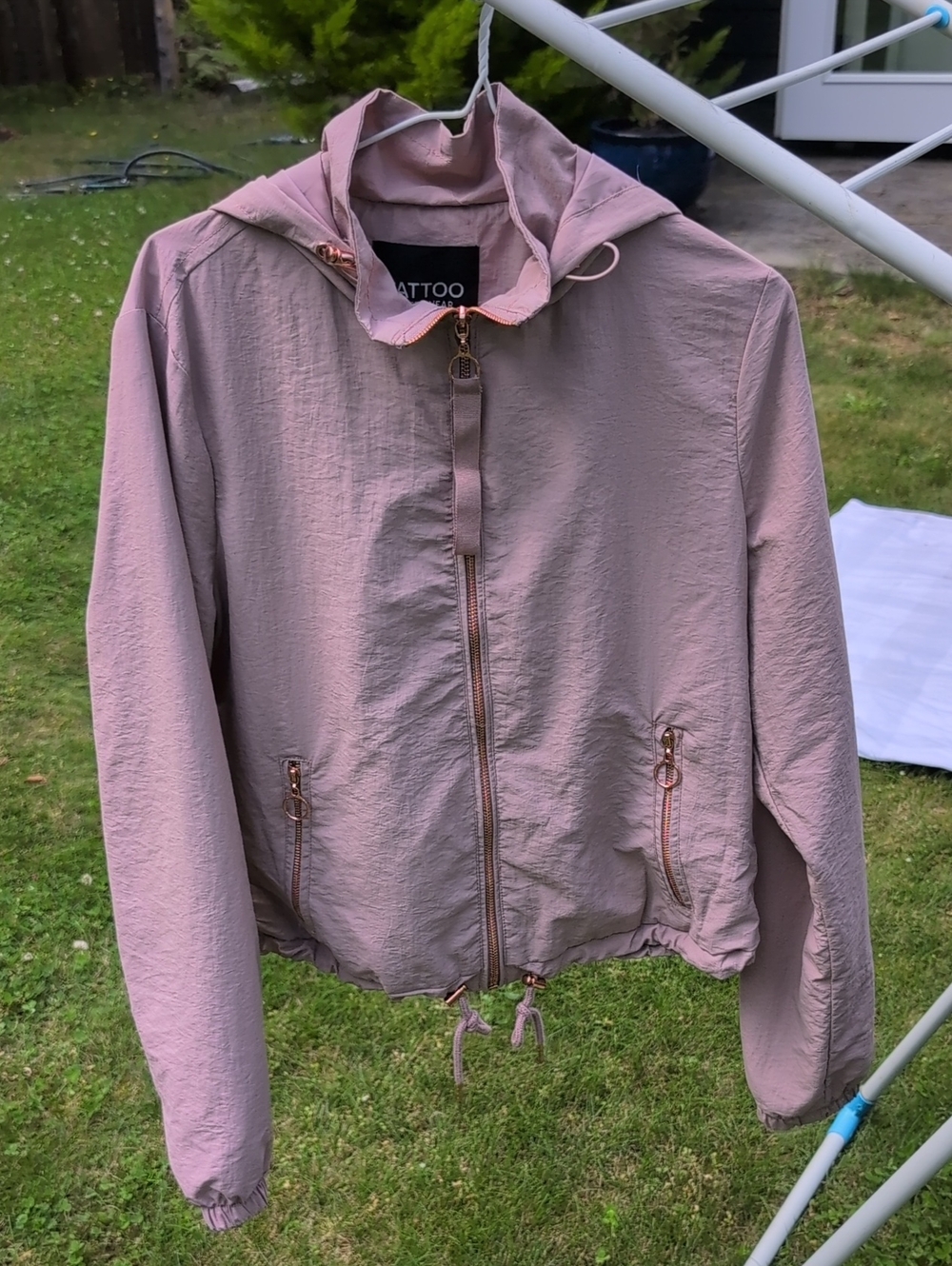Tattoo Pink Hooded Bomber Jacket M